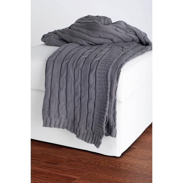 Light Gray Cable Knit Throw - Rizzy Home