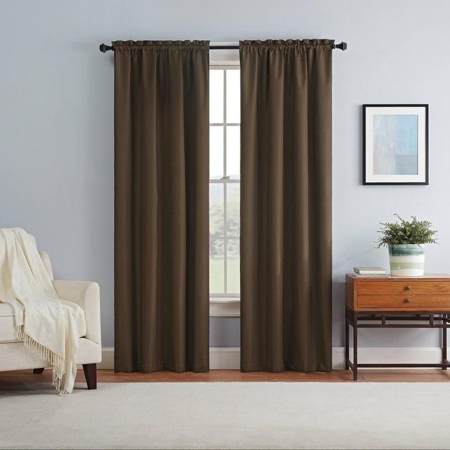 84"x42" Braxton Blackout Window Curtain Panel Espresso Brown - Eclipse