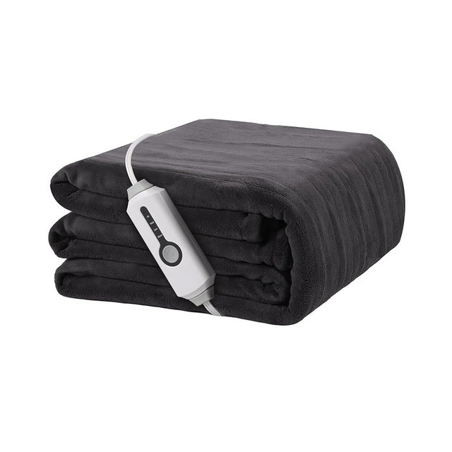 Electric Heated Blanket 62"x84" Twin Size, Soft Coral Fleece with 4 Heating Levels and 10 Hours Auto-Off, Machine Washable, Cozy Plush Fabric for Home, Dark Gray