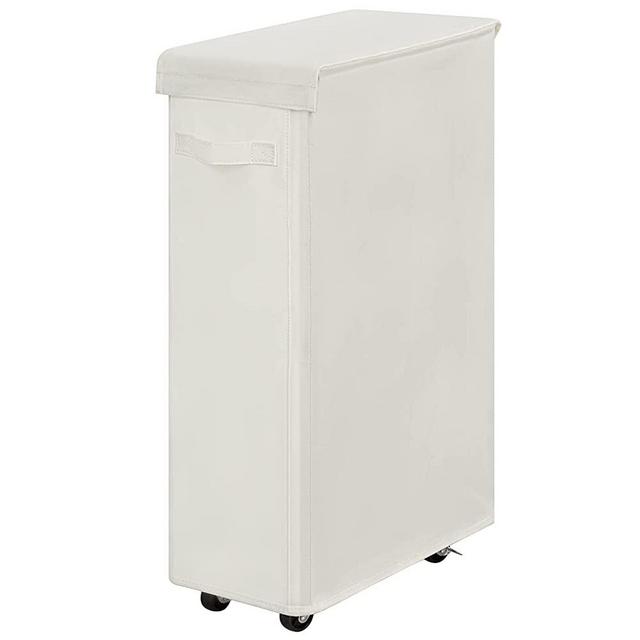 Chrislley 65L Slim Laundry Hamper with Lid Narrow Rolling Laundry Basket with Wheels Upgrade Foldable Dirty Clothes Hamper Portable Skinny Hamper Storage Bins (27.56 inches , Beige)