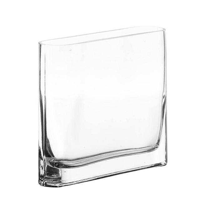 CYS EXCEL Glass Rectangle Vase (H:6" Open:7"x2") | Multiple Size Choices Round Edge Oval Flower Vase | Rectangular Wedding Centerpiece Vases