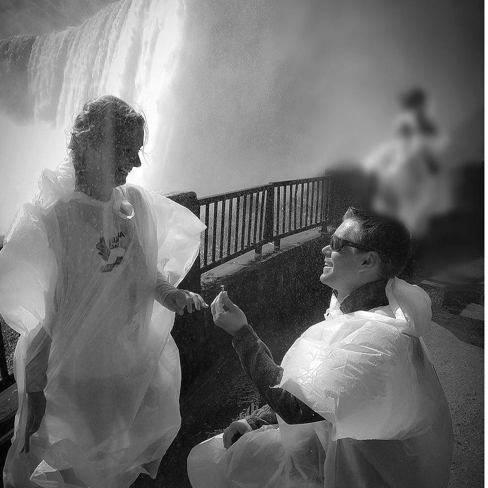 It's clear what day this was. The proposal under Niagara Falls.  9/14/19