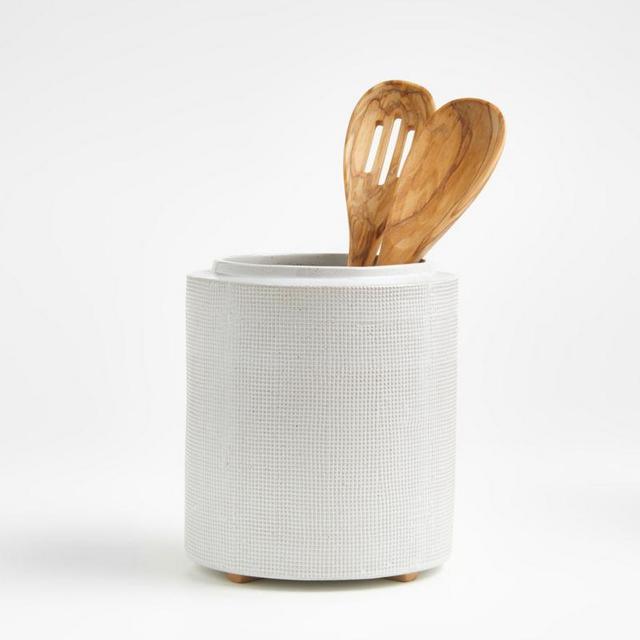 Ena White Ceramic Utensil Holder