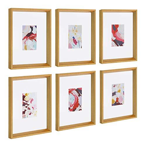 Kate and Laurel Calter Framed Under Glass Modern Abstract Floral Multicolored Art Prints, Metallic Gold Finish Frame, 6 Piece Set
