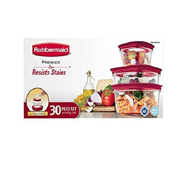 Rubbermaid Rubbermaid Premier - 30 Piece Set - BPA Free - Resists Stains and Red Easy-Find-Lids, 2014 Newest RED Lids version