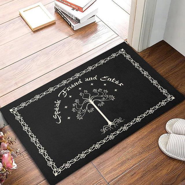 Lord Rings Speak Friend and Enter Doormat Personalized Speak Friend Enter Doormat Closing Housewarming Gift Farmhouse Doormats 18x30 Inch Inchch