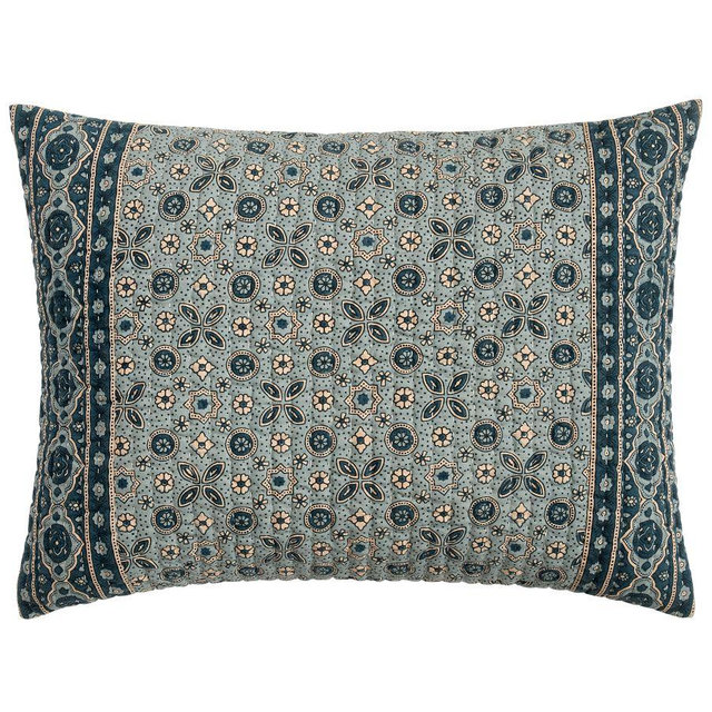 Auden Pick-Stitch Handcrafted Reversible Quilted Sham, Standard, Blue