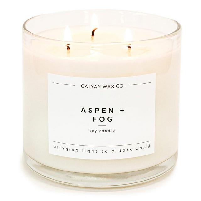 Calyan Wax Scented Candle, Aspen & Fog, 3 Wick Candle for The Home Scented with Pine & Cedarwood, 14.9 oz Soy Wax Candle with 43 Hour Burn Time, Non Toxic Large Candle in Glass Jar, Candle Gift