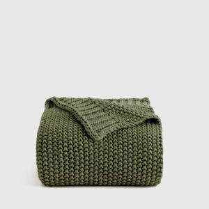 Olive Cotton Fisherman Throw