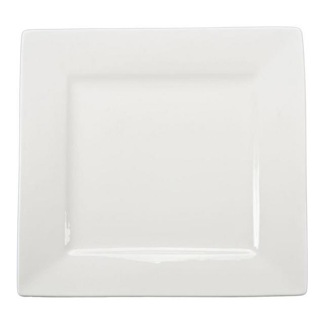 BIA Square Porcelain Dinner Plates, White, Set of 4