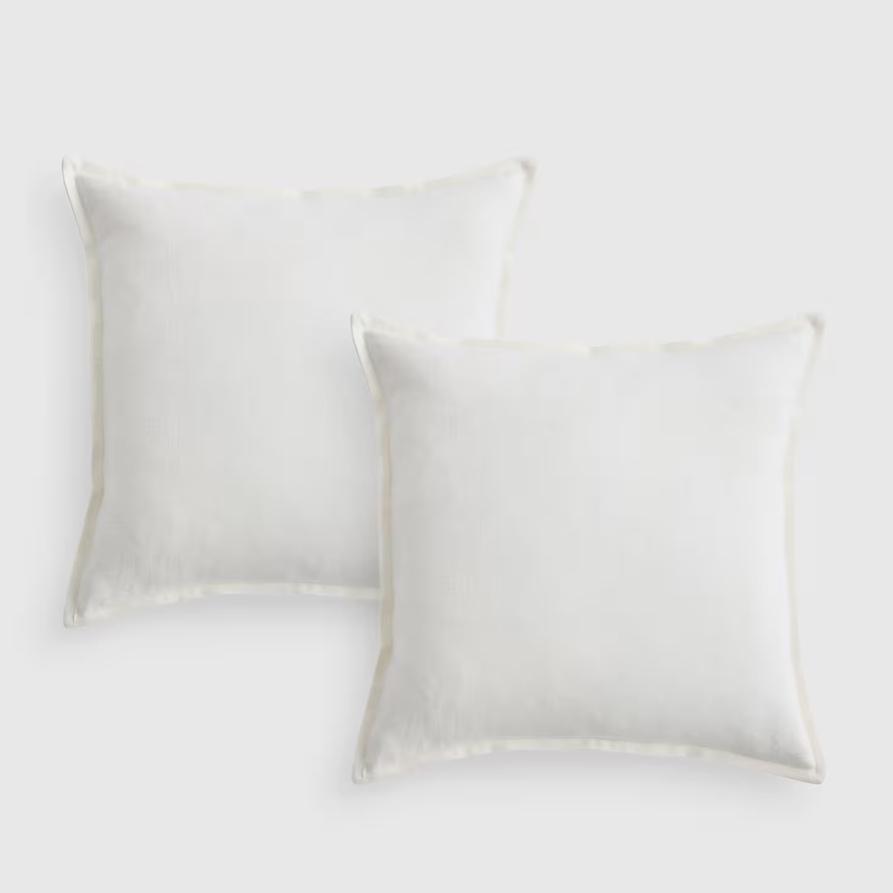 European Linen Flange Edge 20x20 Pillow Cover - Set of 2 in Ivory