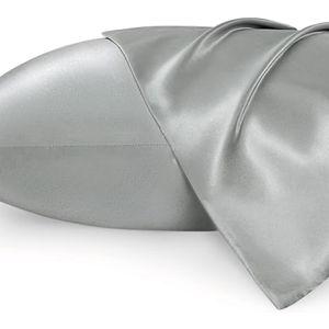 Bedsure King Size Satin Pillowcase Set of 2 - Silver Grey Pillow Covers for Hair and Skin with Envelope Closure, Similar to Silk Pillow Cases, Gifts for Women Men, 20x36 Inches