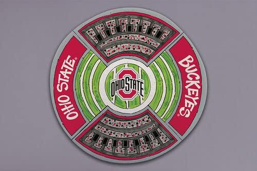 Magnolia Lane Ohio State Round Stadium Platter, 13.5-inch Diameter, Melamine, Kitchen Accessories