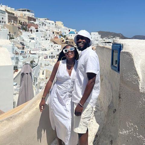 Santorini Greece just laughing it up