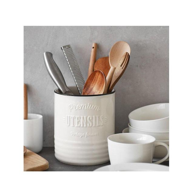 Ceramic Embossed Utensil Crock
