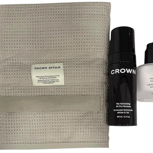 Crown Affair The Air Dry Ritual – 3-Piece Hair Care Set with Leave-In Conditioner (1.7 fl. oz), Texturizing Air Dry Mousse (5.1 fl. oz), and Microfiber Hair Towel