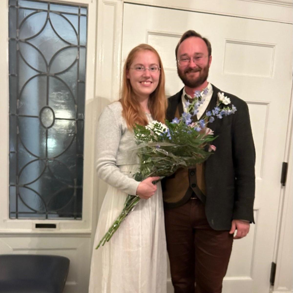 Our betrothal-- Anna's first appearance in white