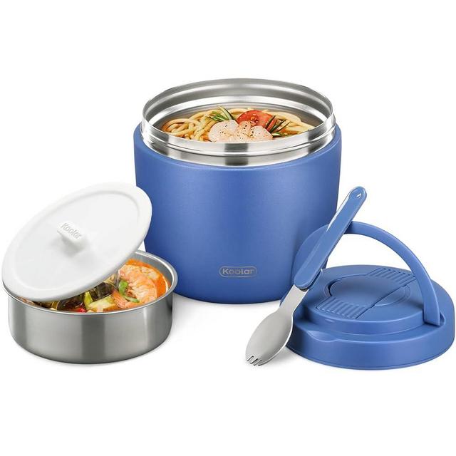Soup Thermo for Hot Food Adults 32OZ Lunch Containers Wide Mouth Hot Food Jar Vacuum Insulated Stainless Steel Bento Box Leakproof with Spoon (Blue)