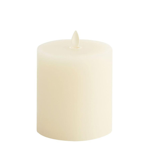 Premium Flickering Flameless Wax Pillar Candle, Ivory - 3" x 3.5"