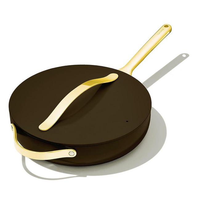 Caraway Nonstick Ceramic Sauté Pan with Lid (4.5 qt, 11.8") - Non Toxic, PTFE & PFOA Free - Oven Safe & Compatible with All Stovetops (Gas, Electric & Induction) - Black