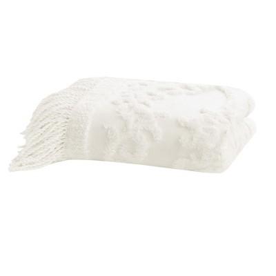 60"x50" Mila Cotton Tufted Throw Blanket Ivory