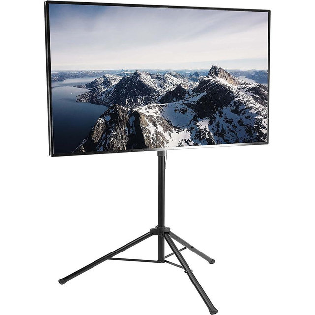 VIVO Black Tripod LCD LED Flat Screen TV Display Floor Stand, Portable Height Adjustable Mount