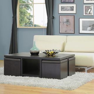 Prescott Modern Table & Stool Set with Hidden Storage