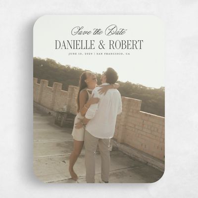 Grey Rounded Wedding Save the Date - Encanto Photo