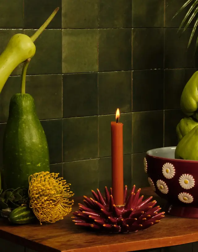 Spine Candle Holder Solid Bordeaux