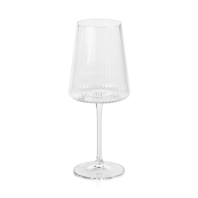 Zodax Bandol Fluted Textured Glasses or Stemware (Set of 4 Wine Glasses)