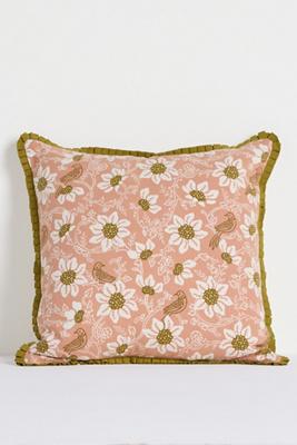 Reece Cotton Printed Ruffle Floral Pillow