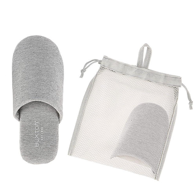 BUXTON Cozy Lightweight and Memory foam Indoor Slippers for Womens and Mens(unisex), Foldable Slippers with Mesh bag-For Home,Travel,Spa and Hotel