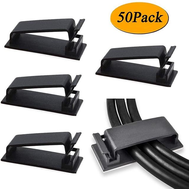 Self Adhesive Cable Management Clips, SOULWIT Cable Organizers Wire Clips Cord Holder for TV PC Laptop Ethernet Cable Desktop Home Office