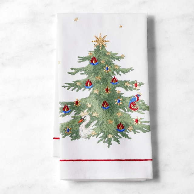 Twas the Night Before Christmas Embroidered Hand Towel, Tree