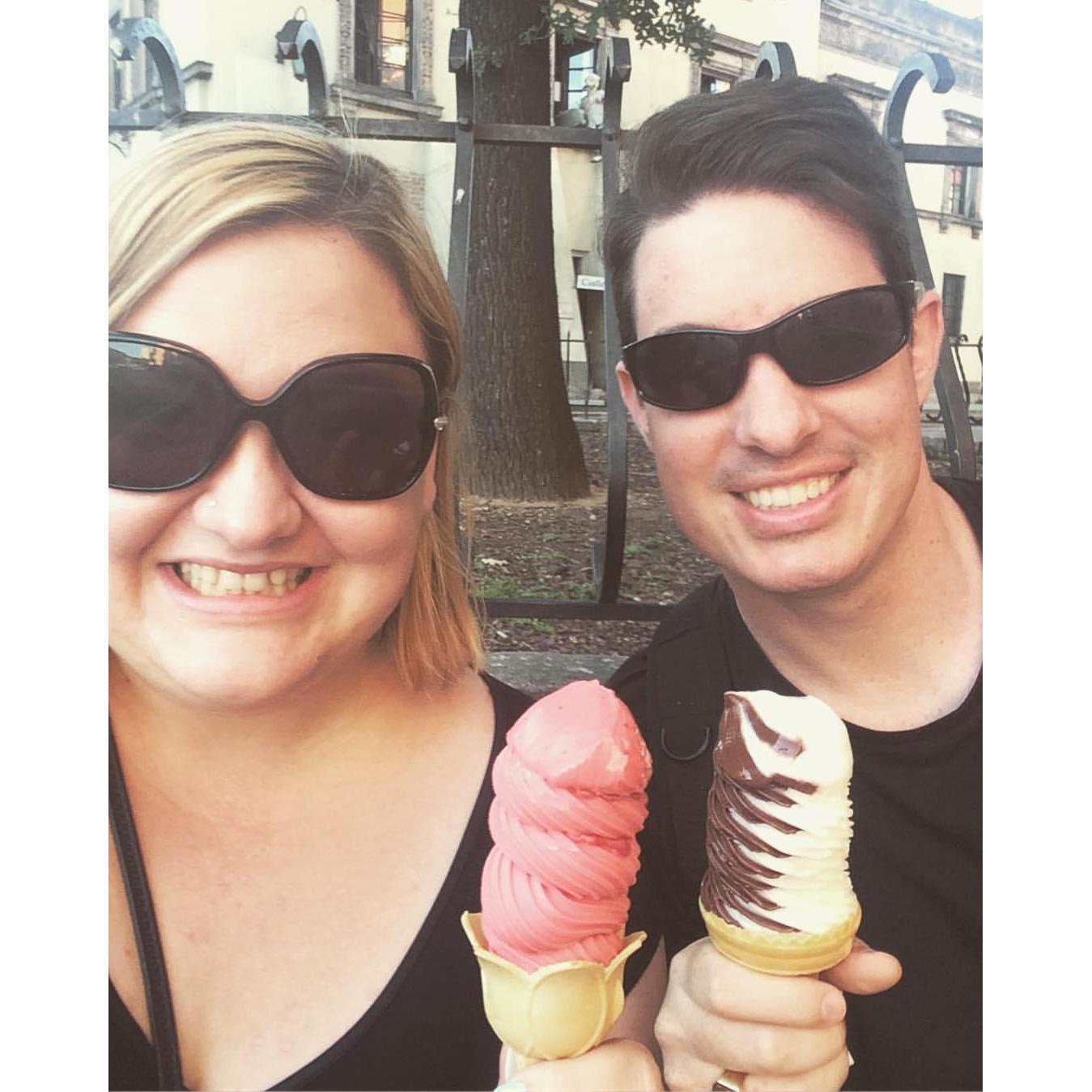 Splurging on ice cream during a warm afternoon in Poland