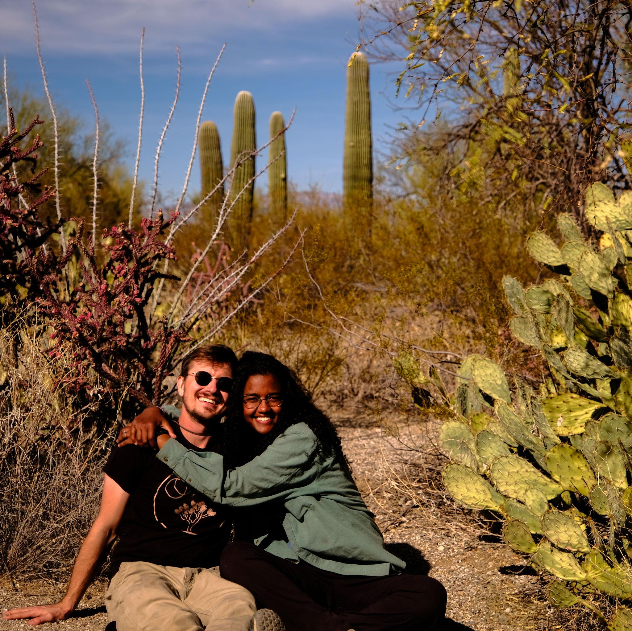 At Saguaro National Park, days after the proposal!