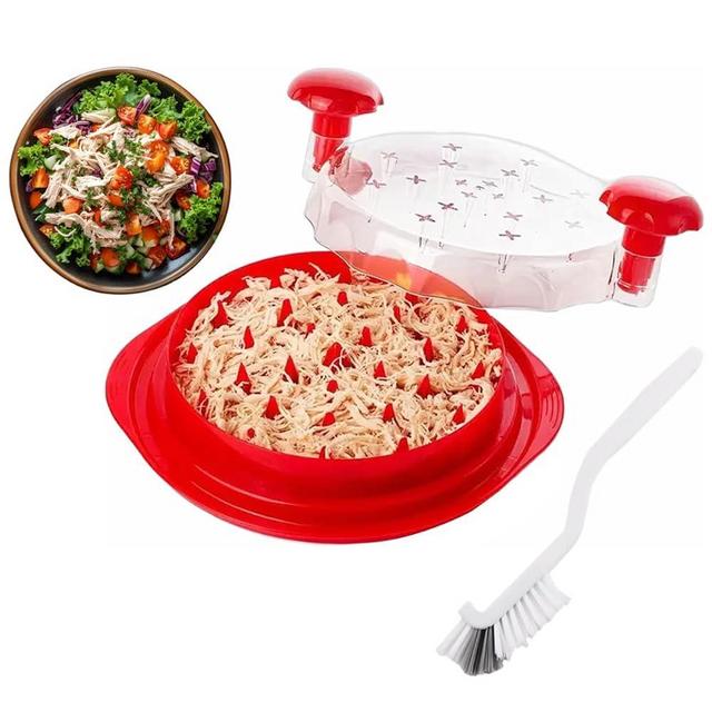 Upgrade Chicken Shredder - 10.8" Visible Meat Shredder Tool Twist for Cutting Meats Vegetables, Ergonomic Handle, Dishwasher Safe, Anti-Slip, Heat Resistant BPA-Free With Cleaning Brush (Red)