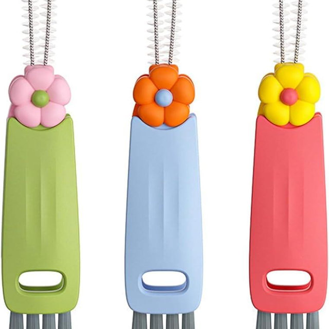 3 in 1 Cup Lid Cleaning Brush, Multifunctional Bottle Cleaning Brush, Portable Cup Lid Cleaner for Bottle Gap Tight Spaces Cup, Water Bottle Cleaner Brush, Home Kitchen Cleaning Tools (3 PCS)