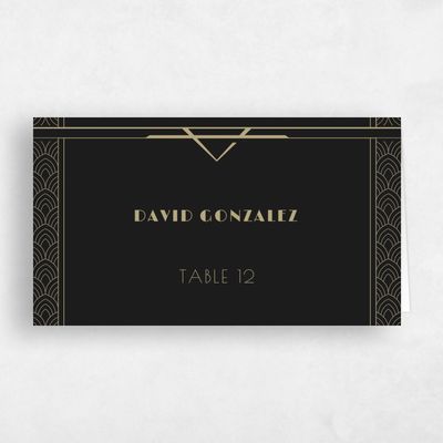 Black Typography Wedding Place Card - Baker
