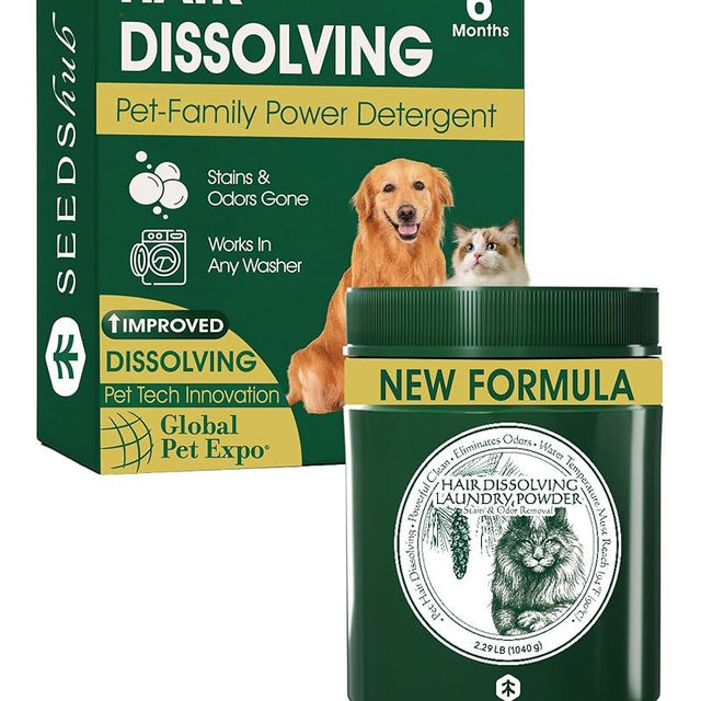 Pet Hair Remover for Laundry - Dog & Cat, Upgraded Higher Hair Dissolution, Detergent + Stain Remover, 6-Month Supply, HE/Top/Front-Load Compatible, Removes Residue & Odors, Septic Safe