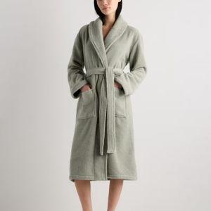 Plush Turkish Cotton Terry Robe - Sage, M