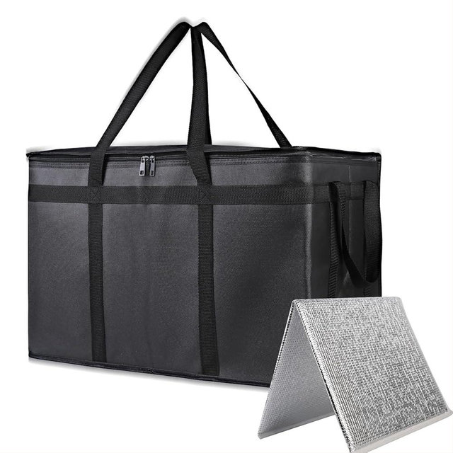 Bodaon Insulated Food Delivery Bag With Hard Bottom, XXXL Pizza Cooler Bags, Rideshare Delivery Bag, Grocery Shopping and Catering Thermal Cold/Hot Styrofoam Carrier for Travel/Car