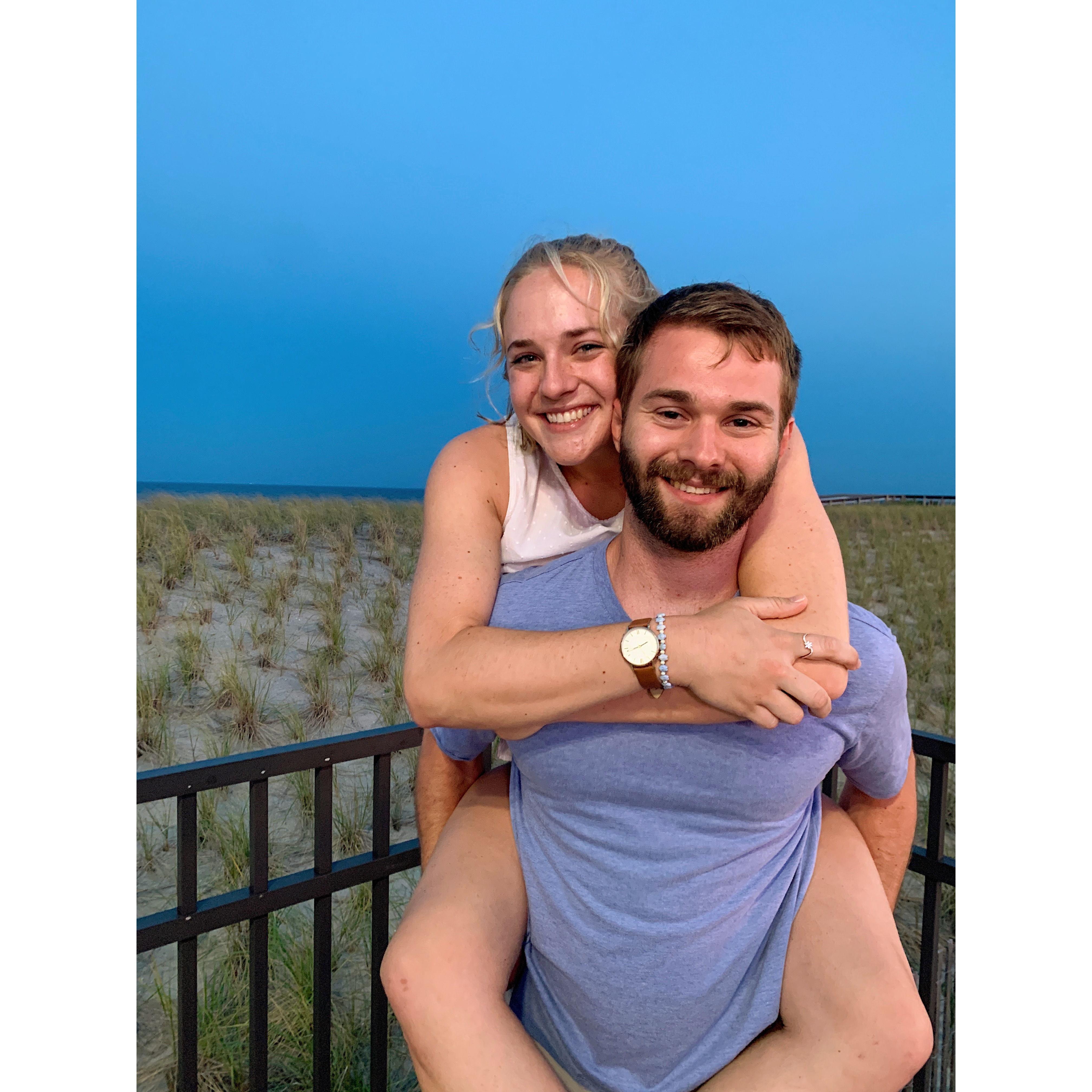 Hunter and Emily visiting the Jersey Shore during the first of many long road trips together in the summer of 2021.
