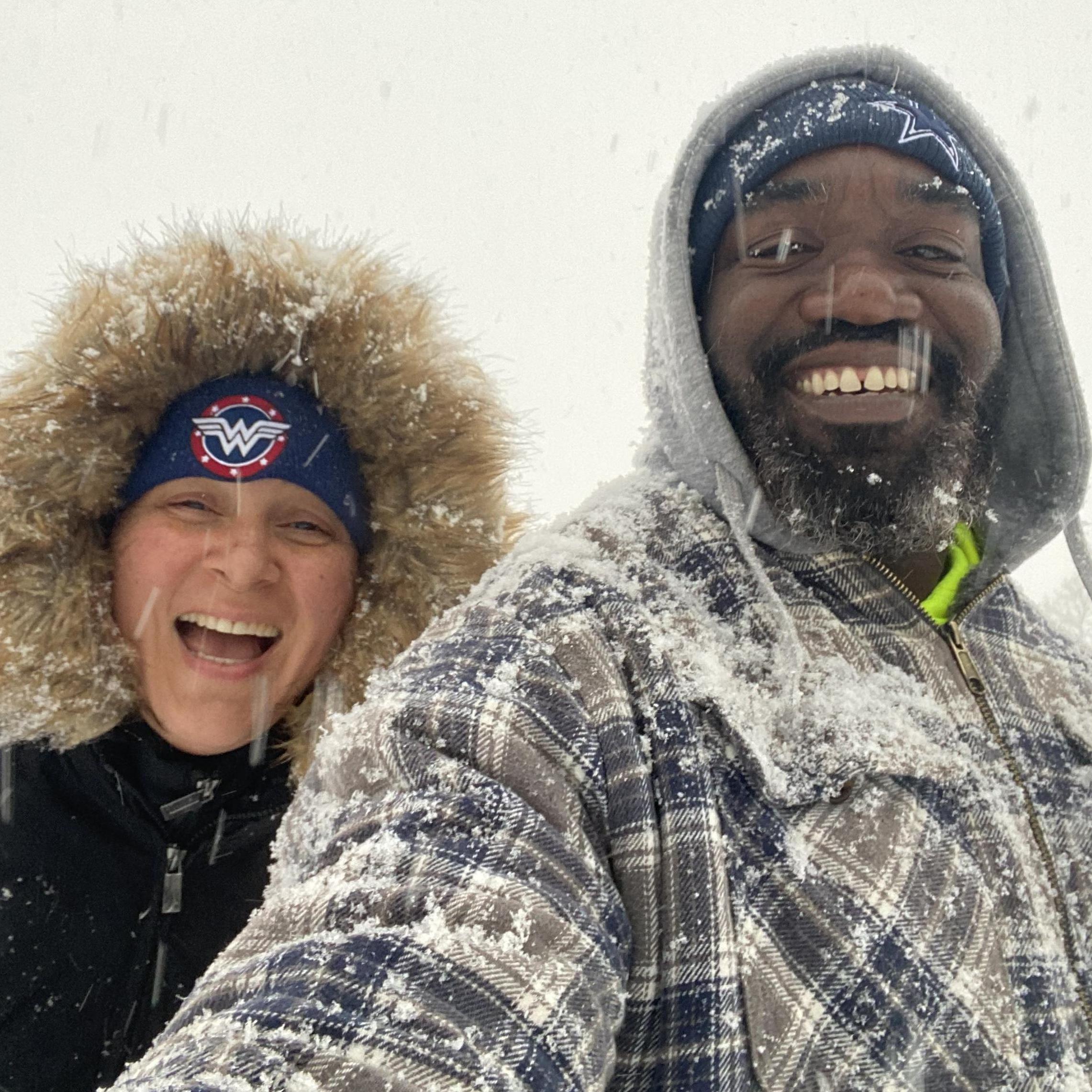 First time working and playing in the snow together