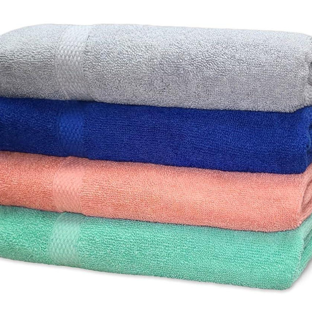 Kaufman 100% Cotton Multicolored Beach Towels - 4 Colors | Absorbent, Quick Drying, Oversized (34 x 64), Durable - Bath Towel, Pool Towel, Camping & Picnics (4PK)