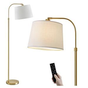 Oneach 62" Arc Floor Lamp for Living Rooms, Gold Tall Standing Lamps with Remote and Stepless Dimmable Bulb, Modern Reading Light for Bedrooms Corner Nursery Kid Office (Bulb Included)