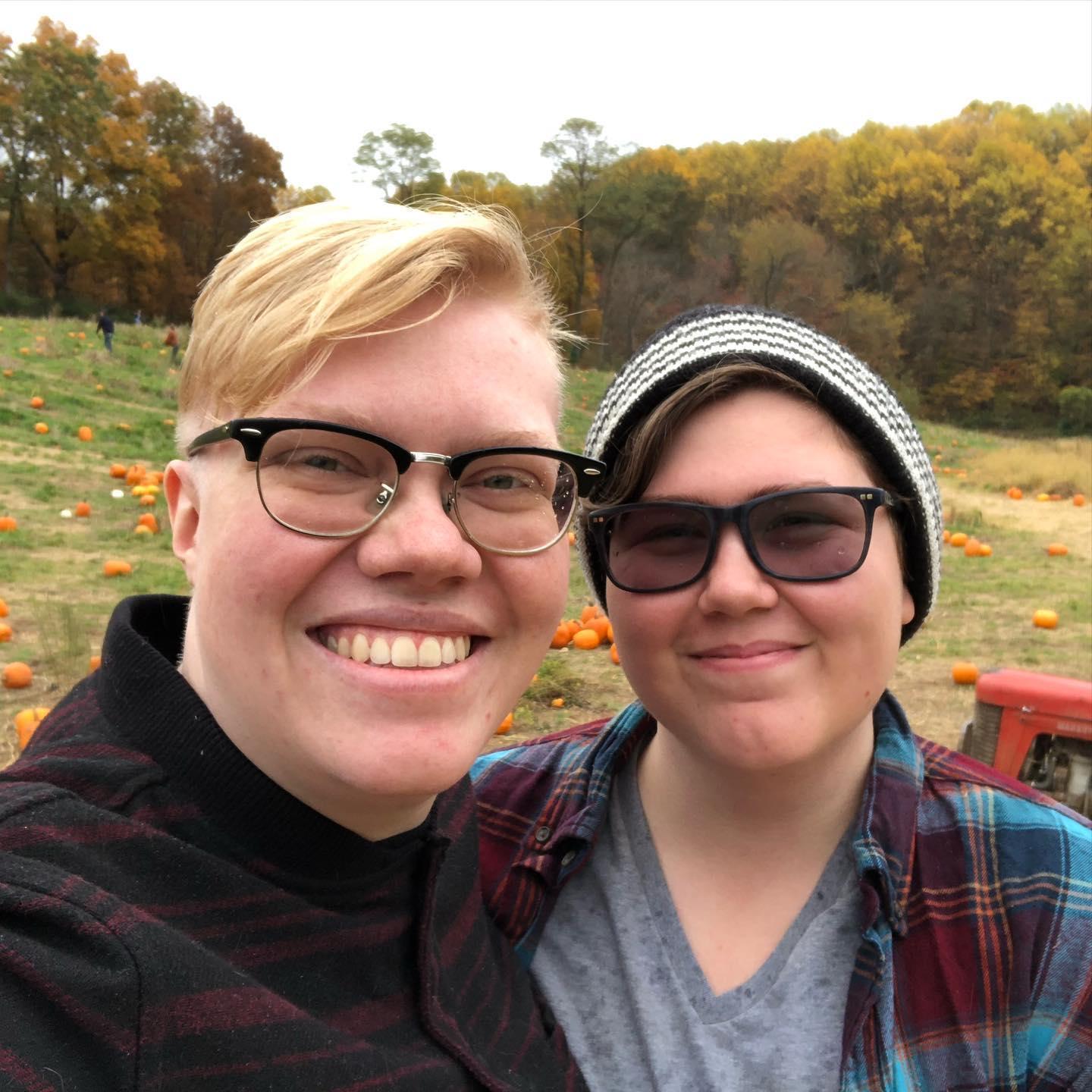One of our early dates to an apple orchard and pumpkin patch.
