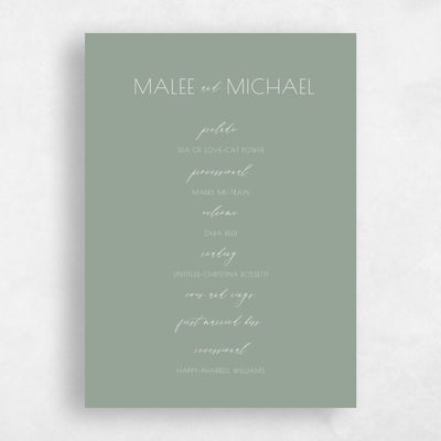 Green Simple Wedding Program - Fountaine