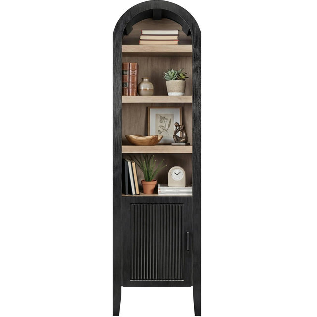 Best Choice Products 72" Tall Narrow Arched Pantry Cabinet w/ Door, 4-Tier Storage Cabinet w/ Shelves - Black Oak
