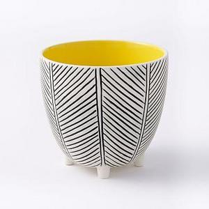 Art in the Forest Cachepot, Herringbone/Yellow, 4"